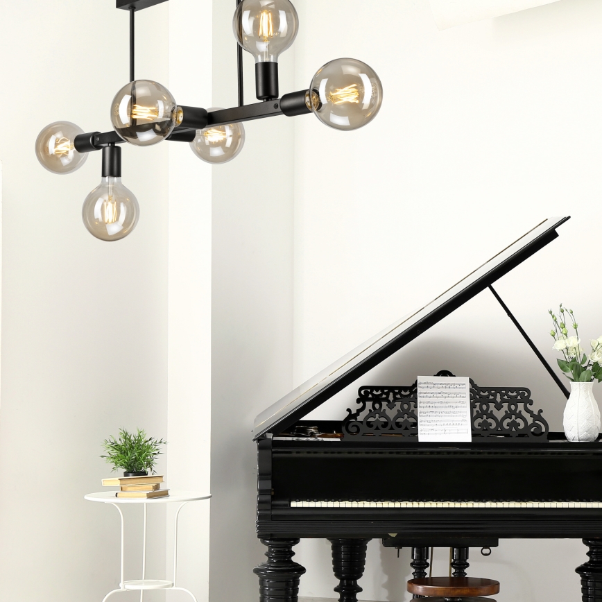Pendelkrona ASTRID 6xE27/60W/230V svart