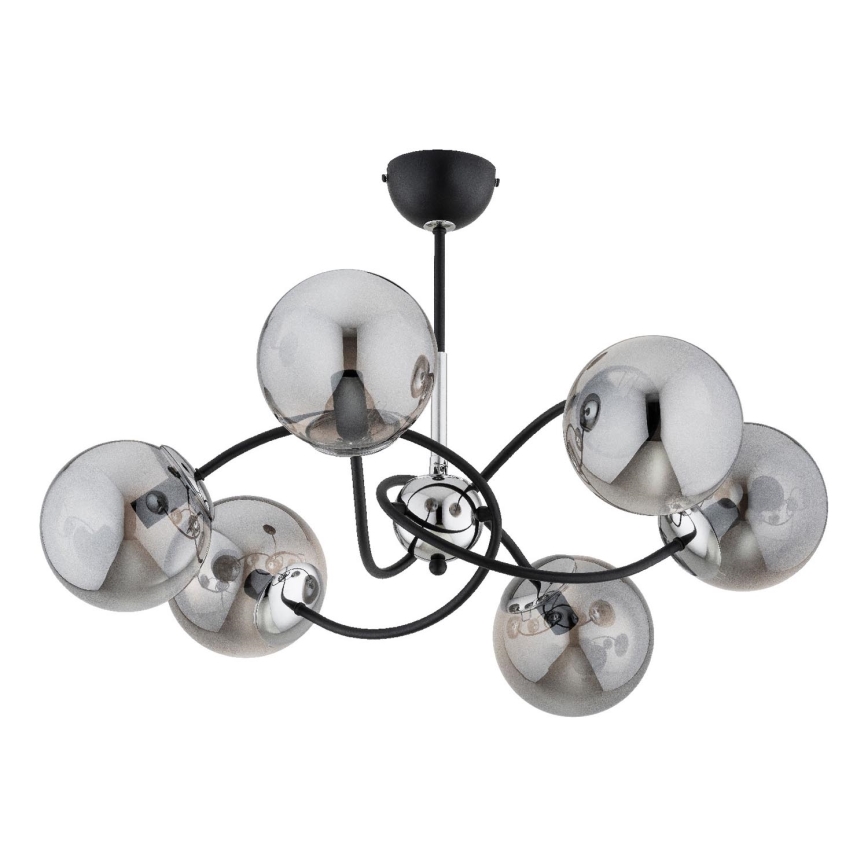 Pendelkrona AURORA 6xE14/10W/230V svart/skinande krom