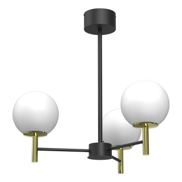 Pendelkrona AWINION 3xE27/15W/230V vit/guld/svart