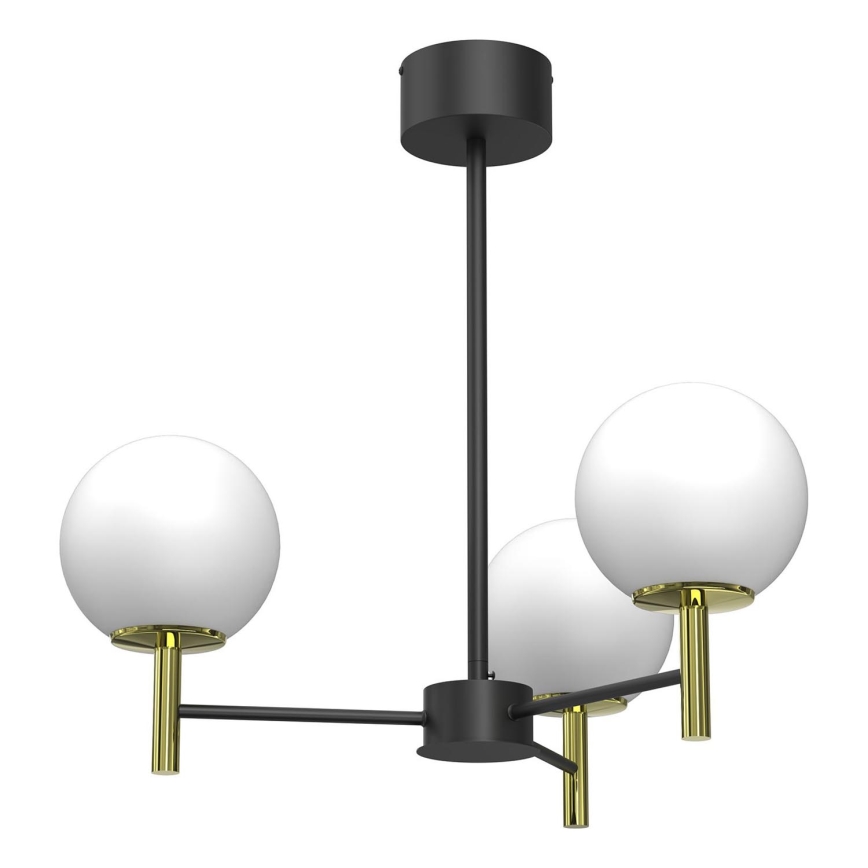 Pendelkrona AWINION 3xE27/15W/230V vit/guld/svart