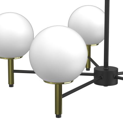 Pendelkrona AWINION 6xE27/15W/230V vit/guld/svart