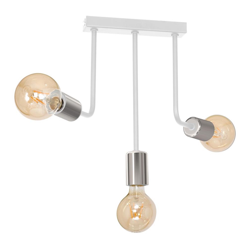 Pendelkrona CANDELA 3xE27/15W/230V vit/skinande krom