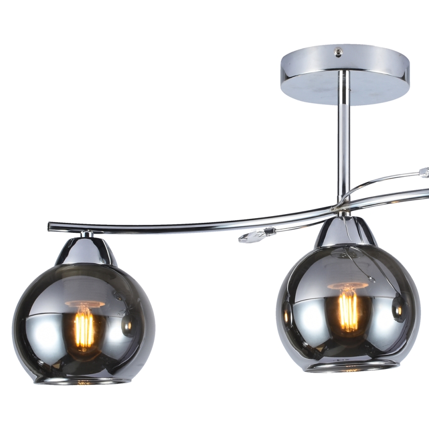 Pendelkrona CONNOR 3xE27/15W/230V skinande krom/grå