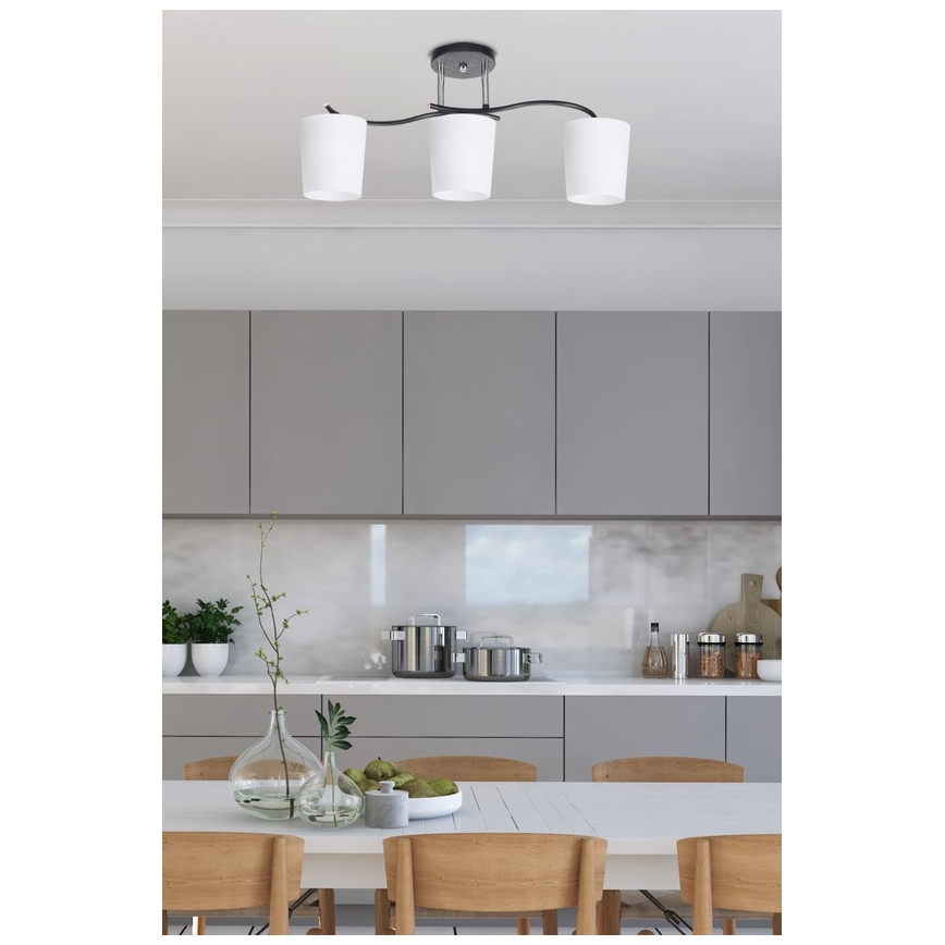 Pendelkrona ESNYR 3xE27/40W/230V svart/vit