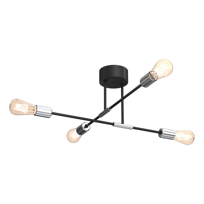 Pendelkrona FLAME 4xE27/60W/230V svart/skinande krom