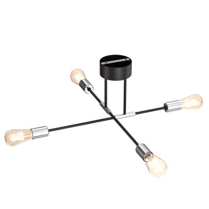 Pendelkrona FLAME 4xE27/60W/230V svart/skinande krom