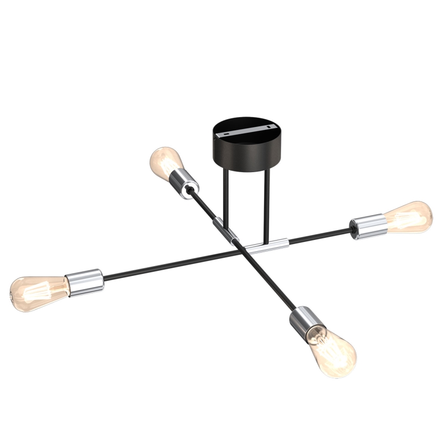 Pendelkrona FLAME 4xE27/60W/230V svart/skinande krom