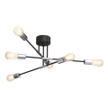 Pendelkrona FLAME 6xE27/60W/230V svart/skinande krom