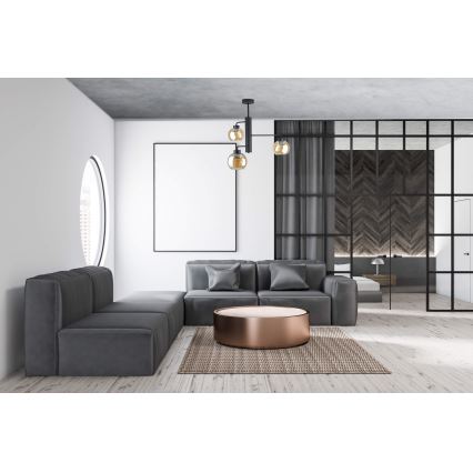 Pendelkrona FLEX 3xE27/60W/230V svart/rökig beige