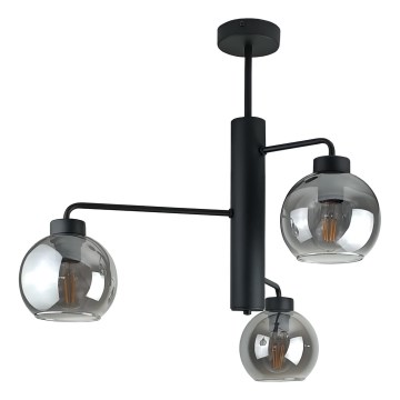 Pendelkrona FLEX 3xE27/60W/230V svart/rökig svart