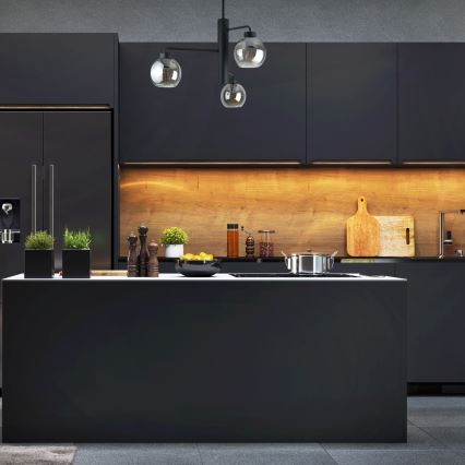 Pendelkrona FLEX 3xE27/60W/230V svart/rökig svart