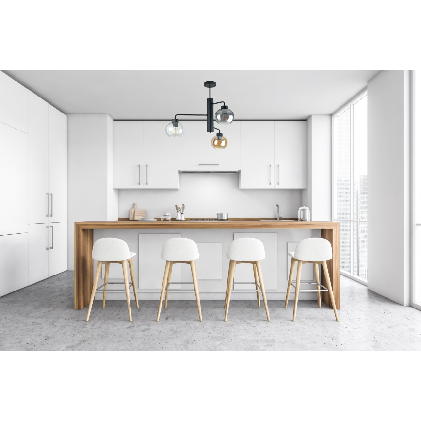 Pendelkrona FLEX 3xE27/60W/230V svart/rökig svart/rökig beige/genomskinlig