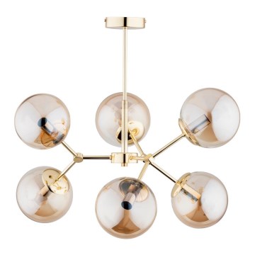 Pendelkrona FOTON  6xE14/40W/230V gyllene/beige