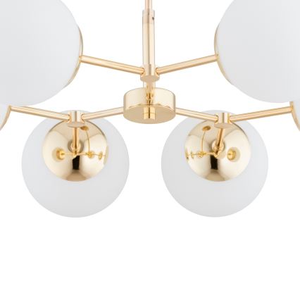 Pendelkrona FOTON  6xE14/40W/230V gyllene/vit