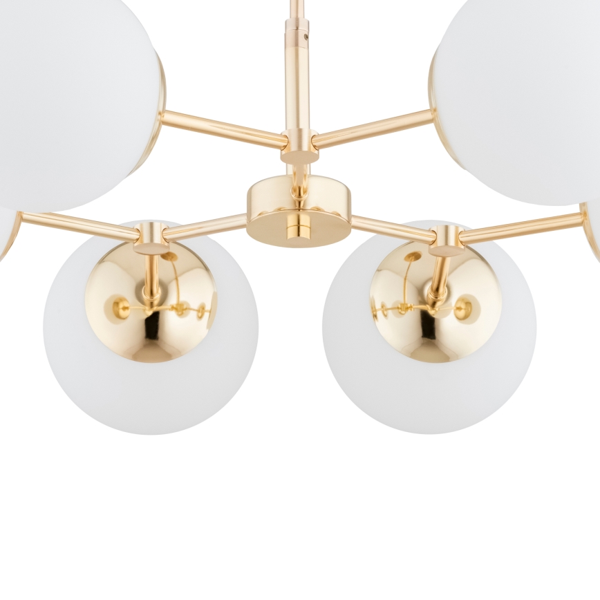 Pendelkrona FOTON  6xE14/40W/230V gyllene/vit