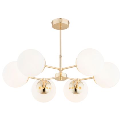 Pendelkrona FOTON  6xE14/40W/230V gyllene/vit