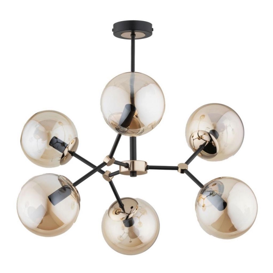 Pendelkrona FOTON  6xE14/40W/230V svart/beige