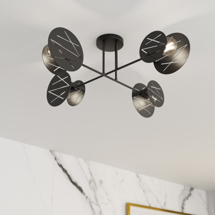 Pendelkrona FRICK 4xE27/15W/230V svart