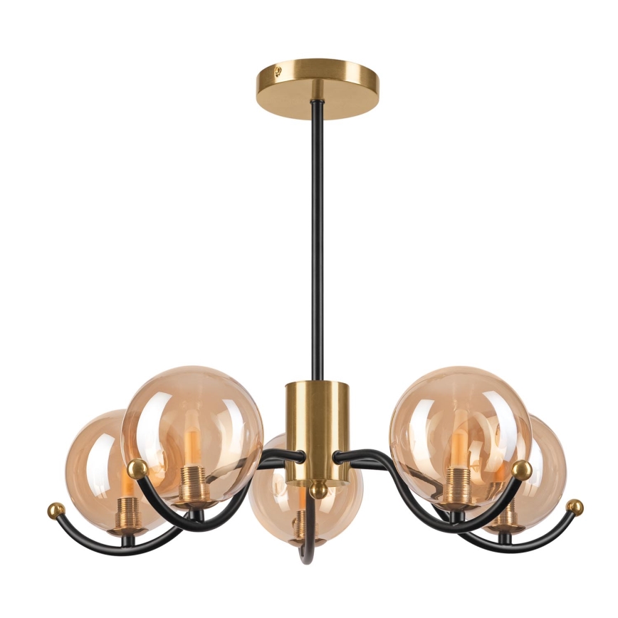 Pendelkrona GEORGIA 5xG9/5W/230V guld/rökig beige