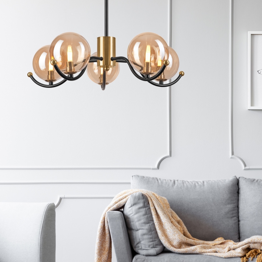 Pendelkrona GEORGIA 5xG9/5W/230V guld/rökig beige