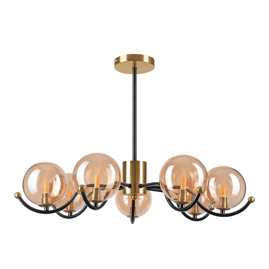 Pendelkrona GEORGIA 7xE14/5W/230V guld/rökig beige