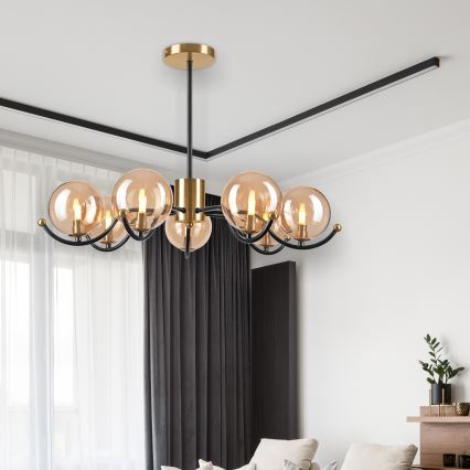 Pendelkrona GEORGIA 7xE14/5W/230V guld/rökig beige