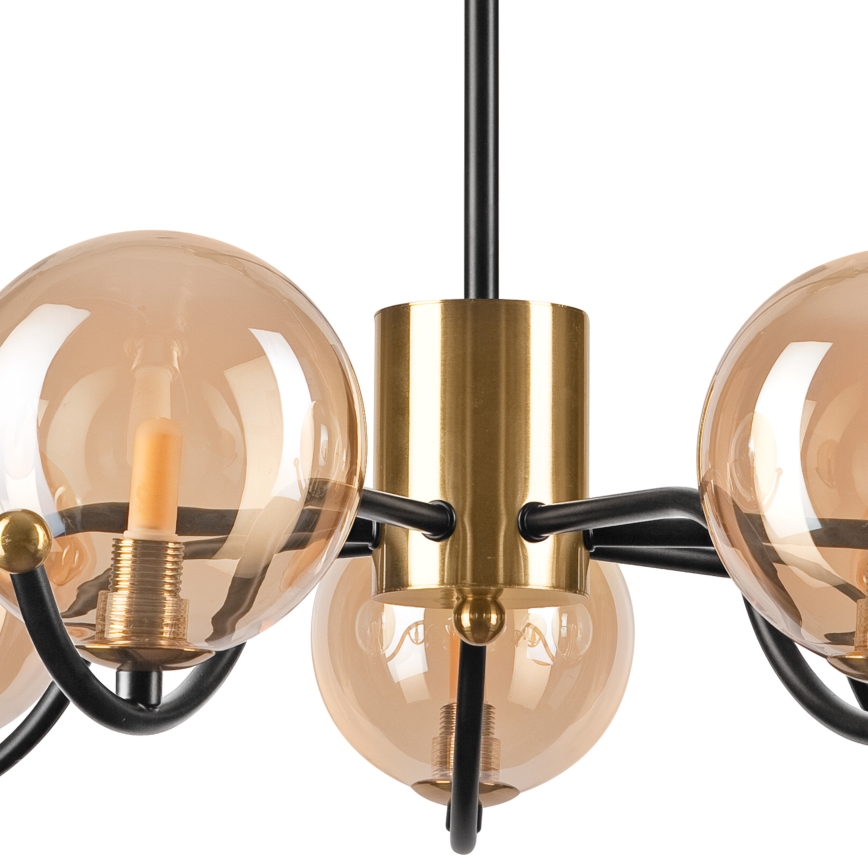 Pendelkrona GEORGIA 7xE14/5W/230V guld/rökig beige