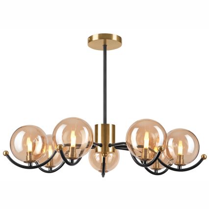 Pendelkrona GEORGIA 7xE14/5W/230V guld/rökig beige