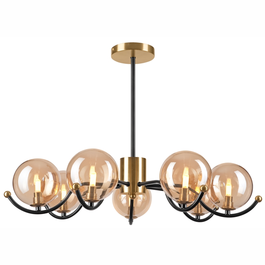 Pendelkrona GEORGIA 7xE14/5W/230V guld/rökig beige