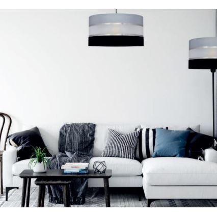 Pendelkrona HELEN 3xE27/15W/230V svart/grå/skinande krom
