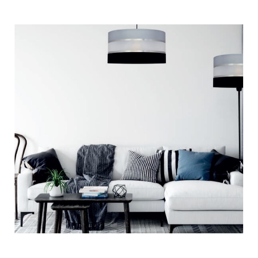 Pendelkrona HELEN 3xE27/15W/230V svart/grå/skinande krom