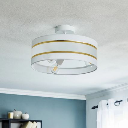 Pendelkrona HELEN 3xE27/15W/230V vit/gyllene