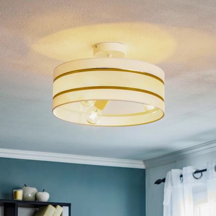 Pendelkrona HELEN 3xE27/15W/230V vit/gyllene