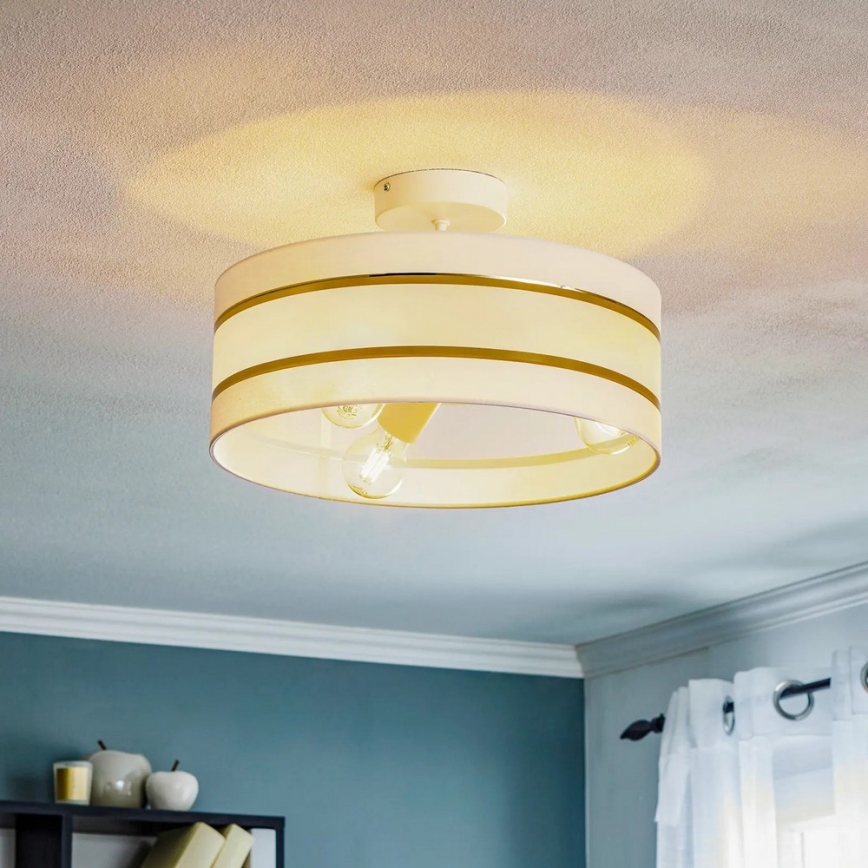 Pendelkrona HELEN 3xE27/15W/230V vit/gyllene