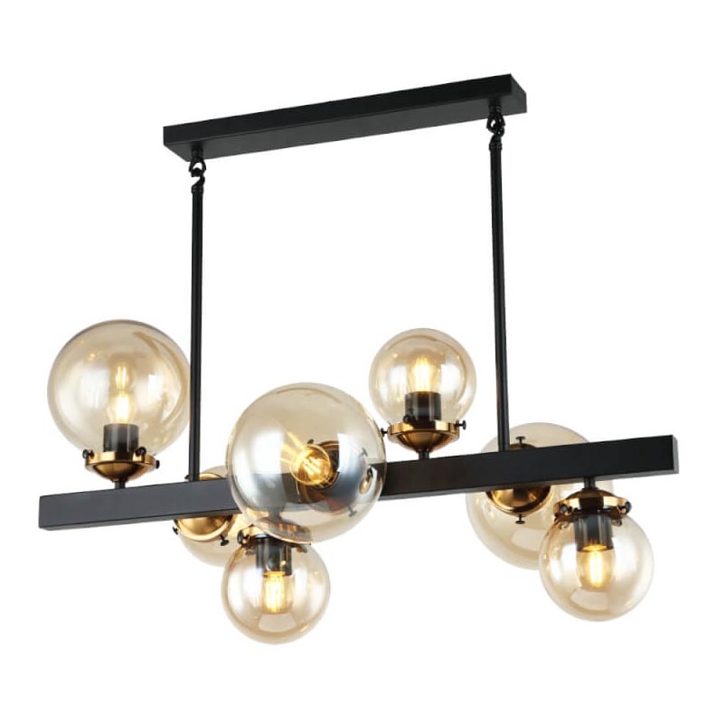Pendelkrona HYPERION 7xE27/7W/230V svart/beige