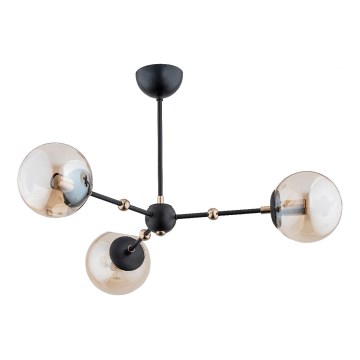 Pendelkrona ITORIS 3xE14/10W/230V svart/guld
