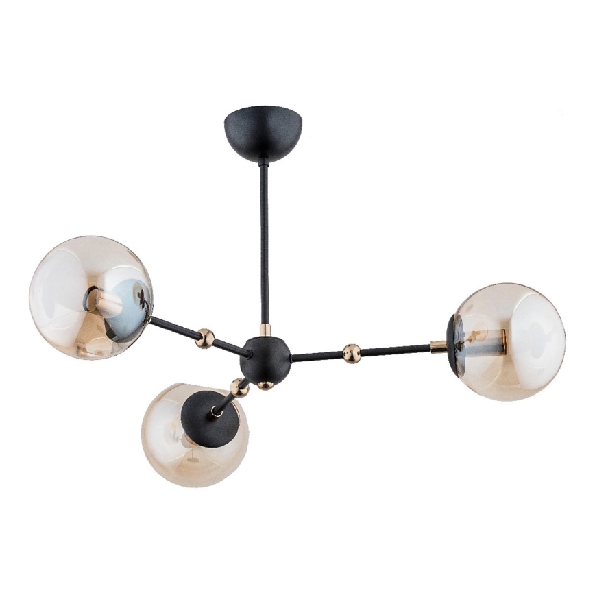 Pendelkrona ITORIS 3xE14/10W/230V svart/guld