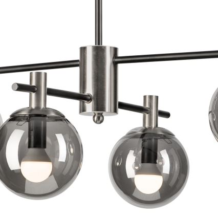 Pendelkrona LILOU 4xE14/5W/230V matt krom/rökig