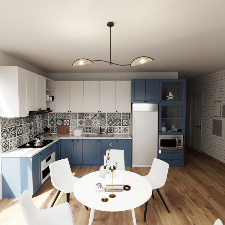 Pendelkrona LOTUS 2xE14/10W/230V svart/beige