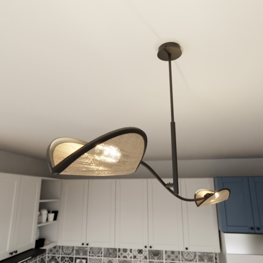 Pendelkrona LOTUS 2xE14/10W/230V svart/beige