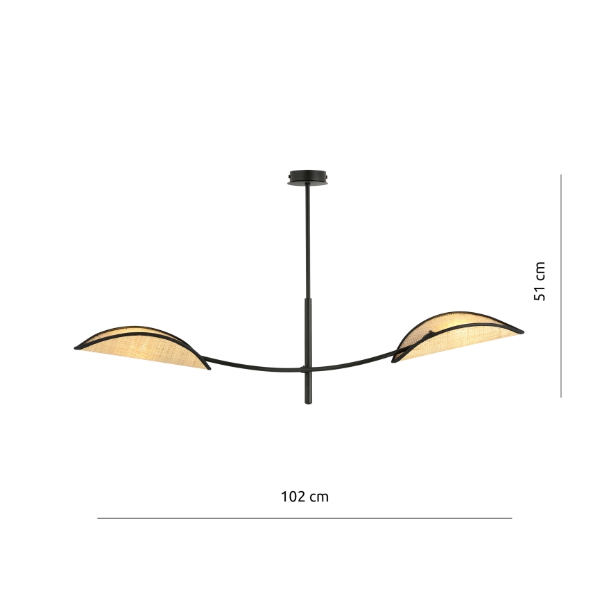 Pendelkrona LOTUS 2xE14/10W/230V svart/beige