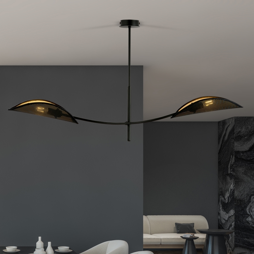 Pendelkrona LOTUS 2xE14/10W/230V svart/guld