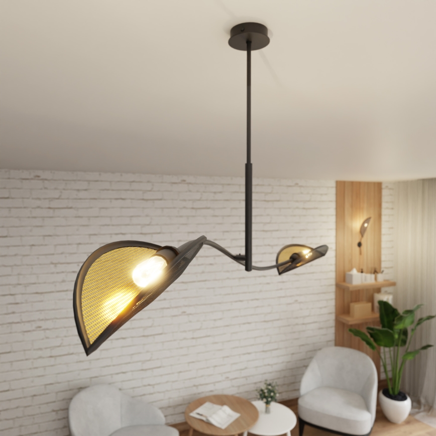 Pendelkrona LOTUS 2xE14/10W/230V svart/guld