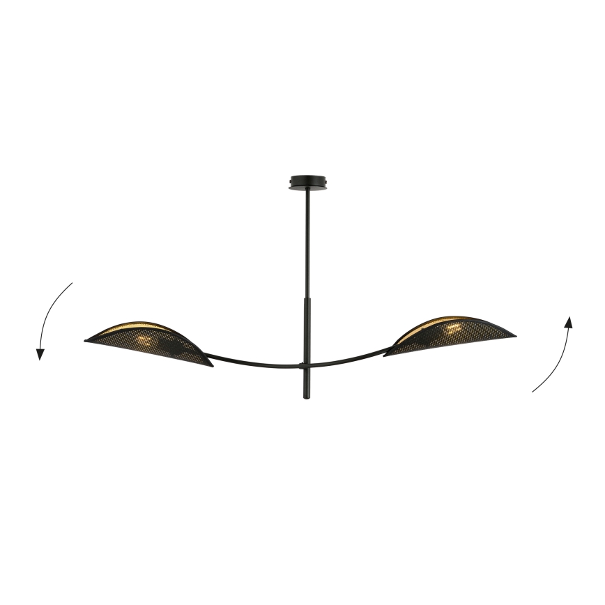 Pendelkrona LOTUS 2xE14/10W/230V svart/guld