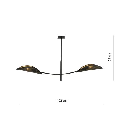 Pendelkrona LOTUS 2xE14/10W/230V svart/guld