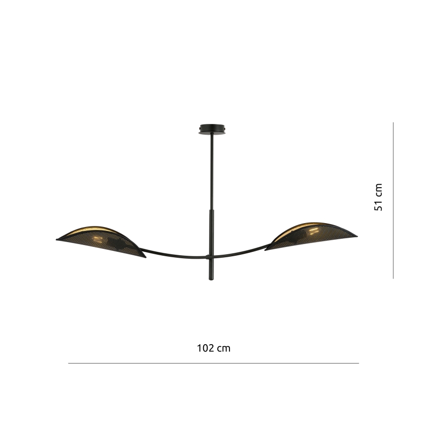 Pendelkrona LOTUS 2xE14/10W/230V svart/guld