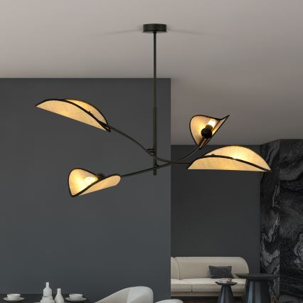 Pendelkrona LOTUS 4xE14/10W/230V svart/beige
