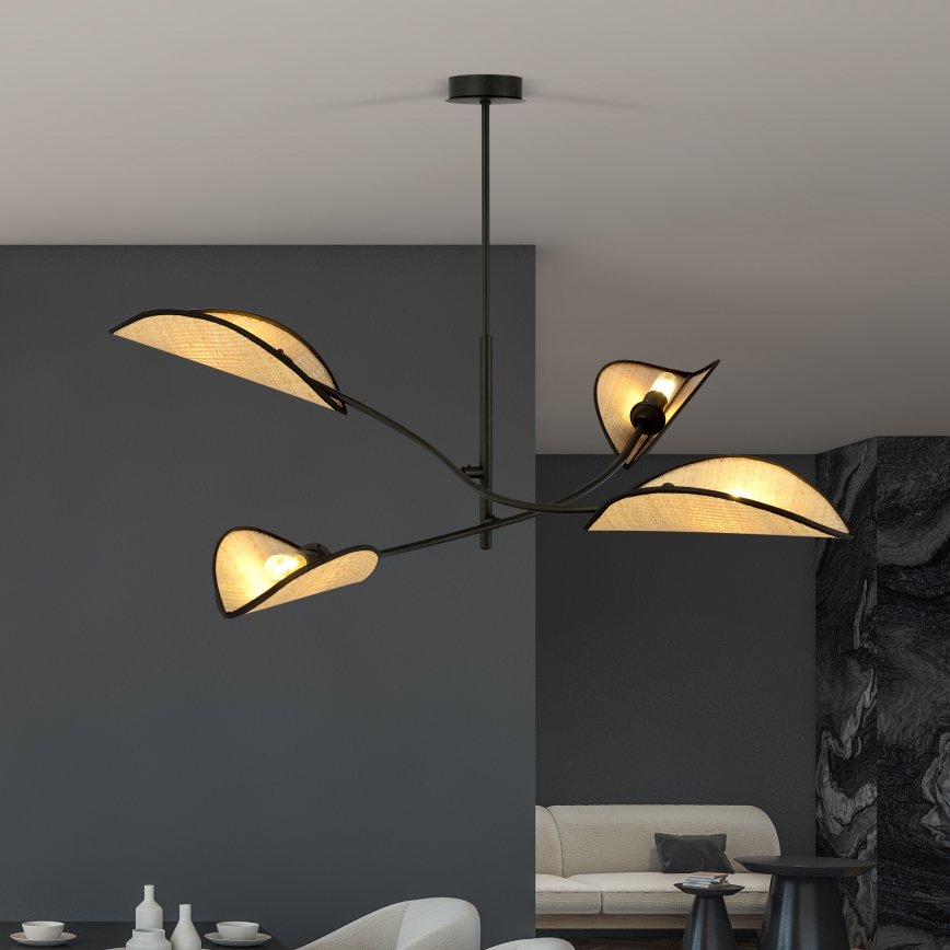 Pendelkrona LOTUS 4xE14/10W/230V svart/beige