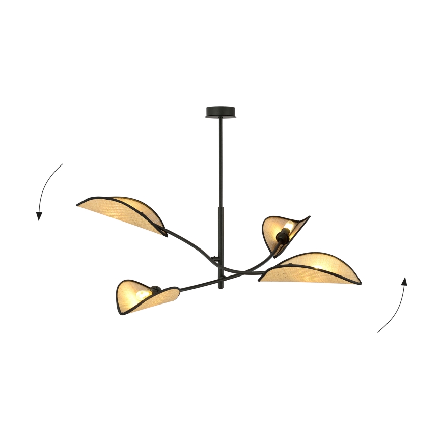 Pendelkrona LOTUS 4xE14/10W/230V svart/beige