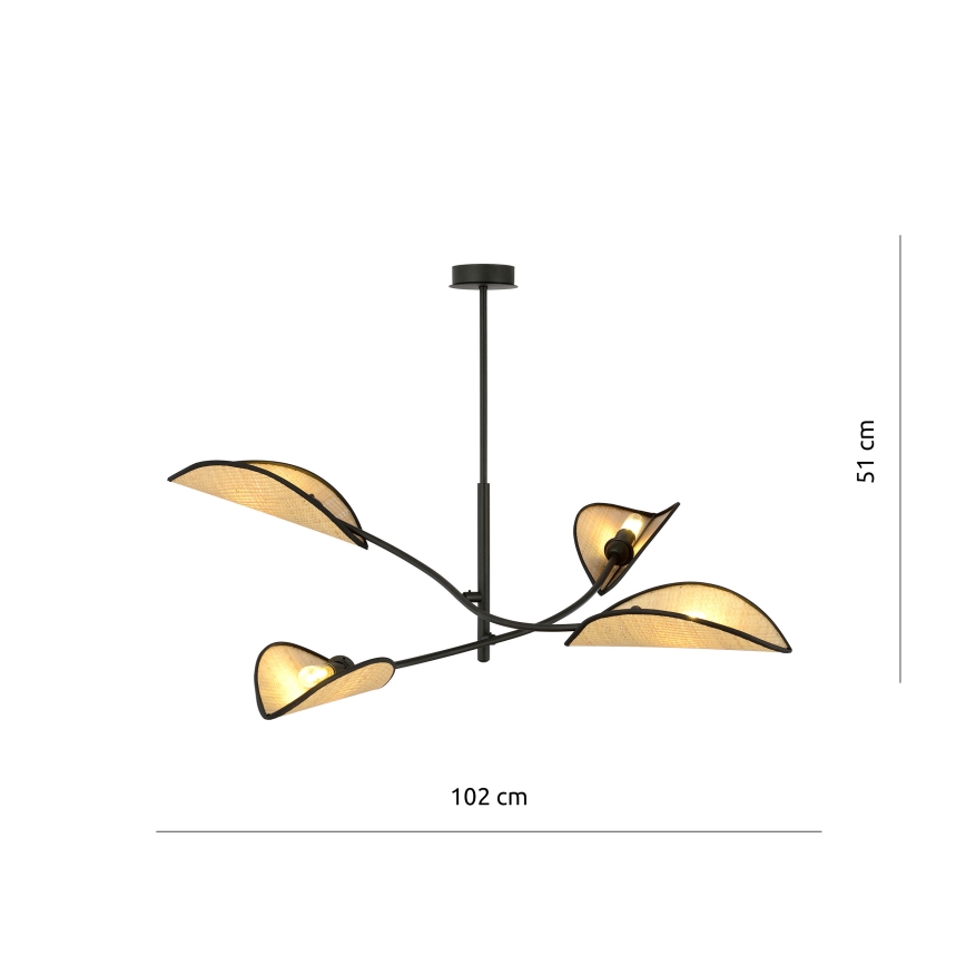 Pendelkrona LOTUS 4xE14/10W/230V svart/beige